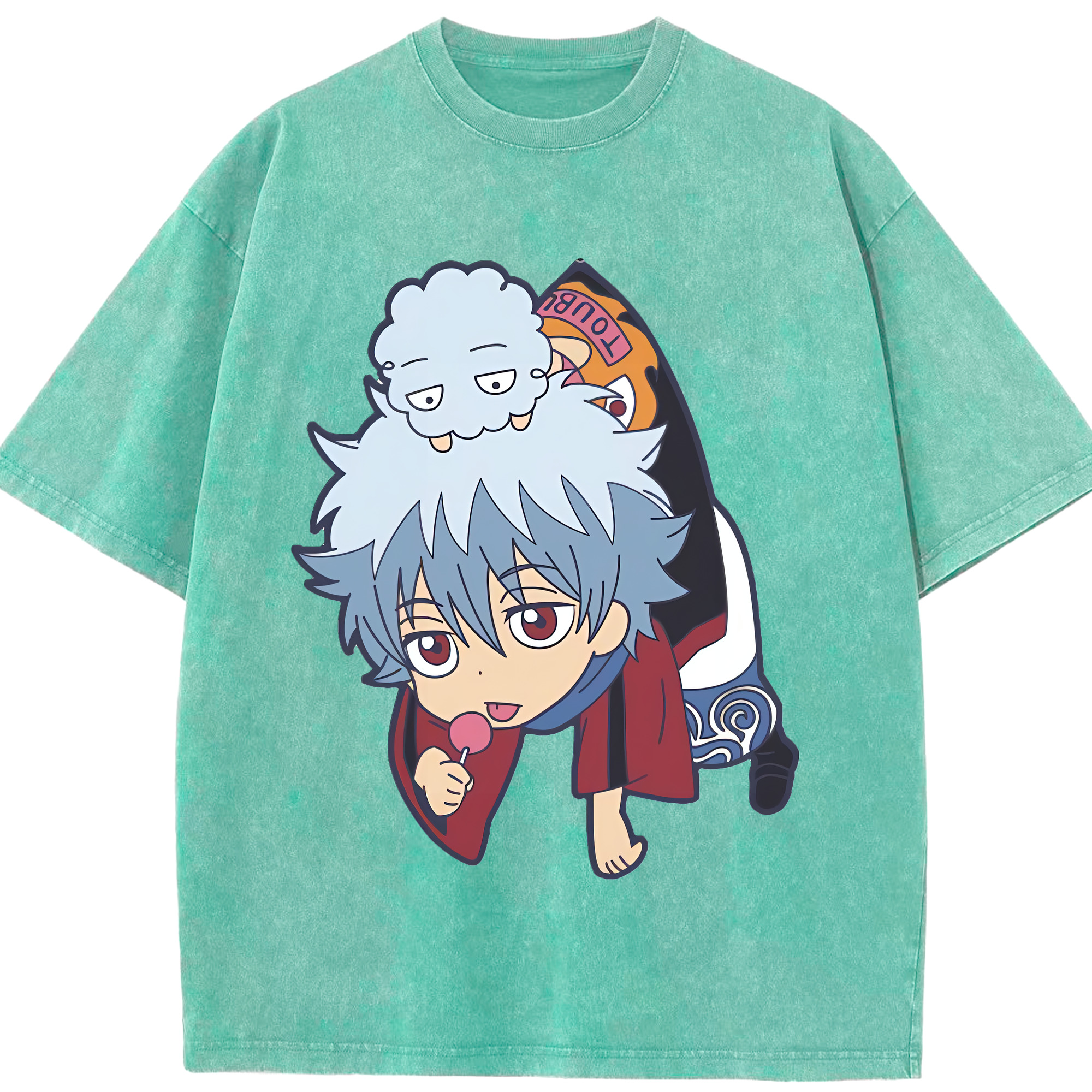 （画像用） ぎんたま 坂田銀時（さかたぎんとき） 神楽 志村新八（しむら しんぱち） GINTAMA Sakata Gintoki Kagura Shimura Shinpachi 綿100% ヴィンテージ風 半袖Tシャツ（フロントプリント）